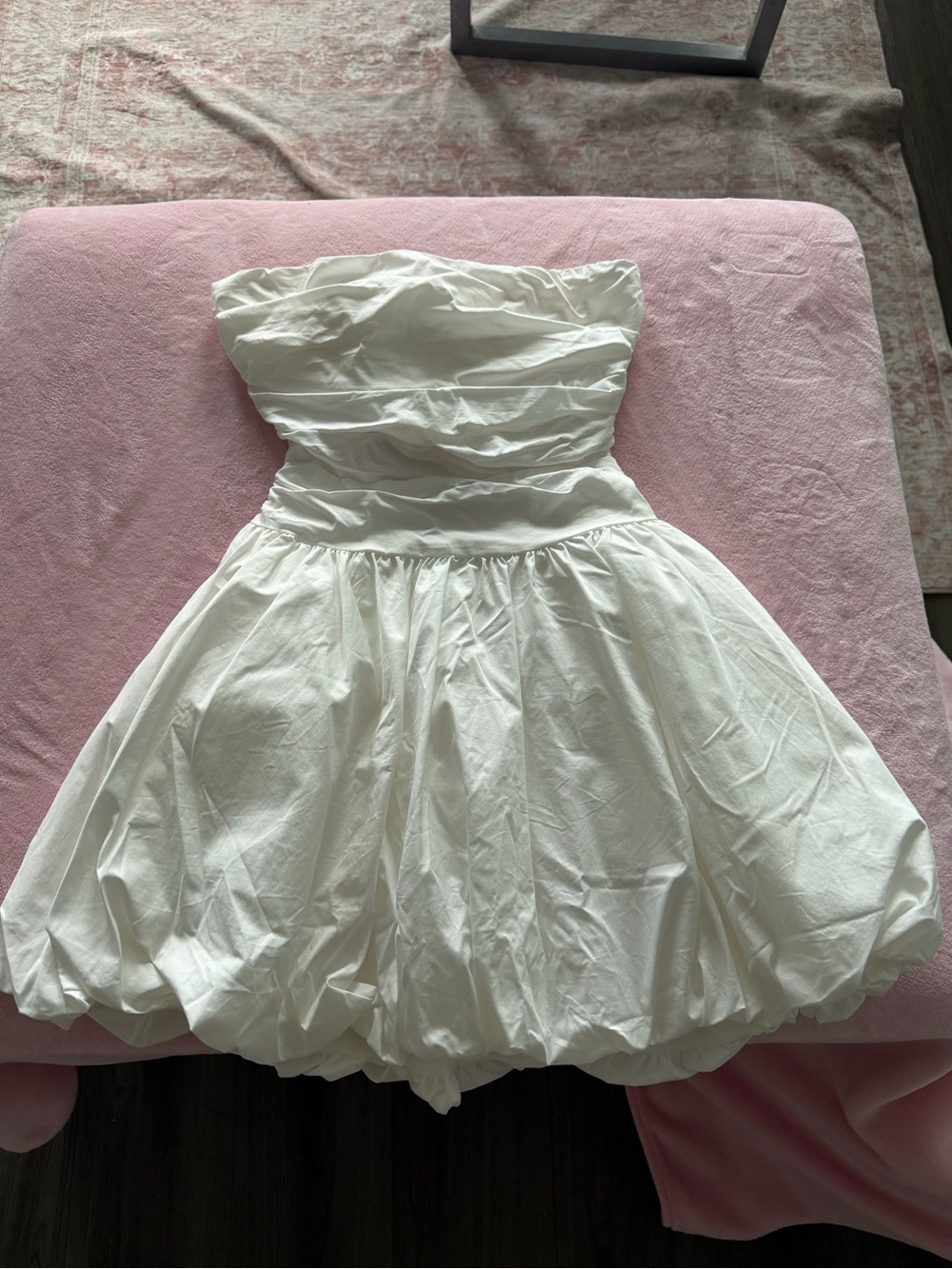 Hello Molly Strapless White Bubble Hem Dress